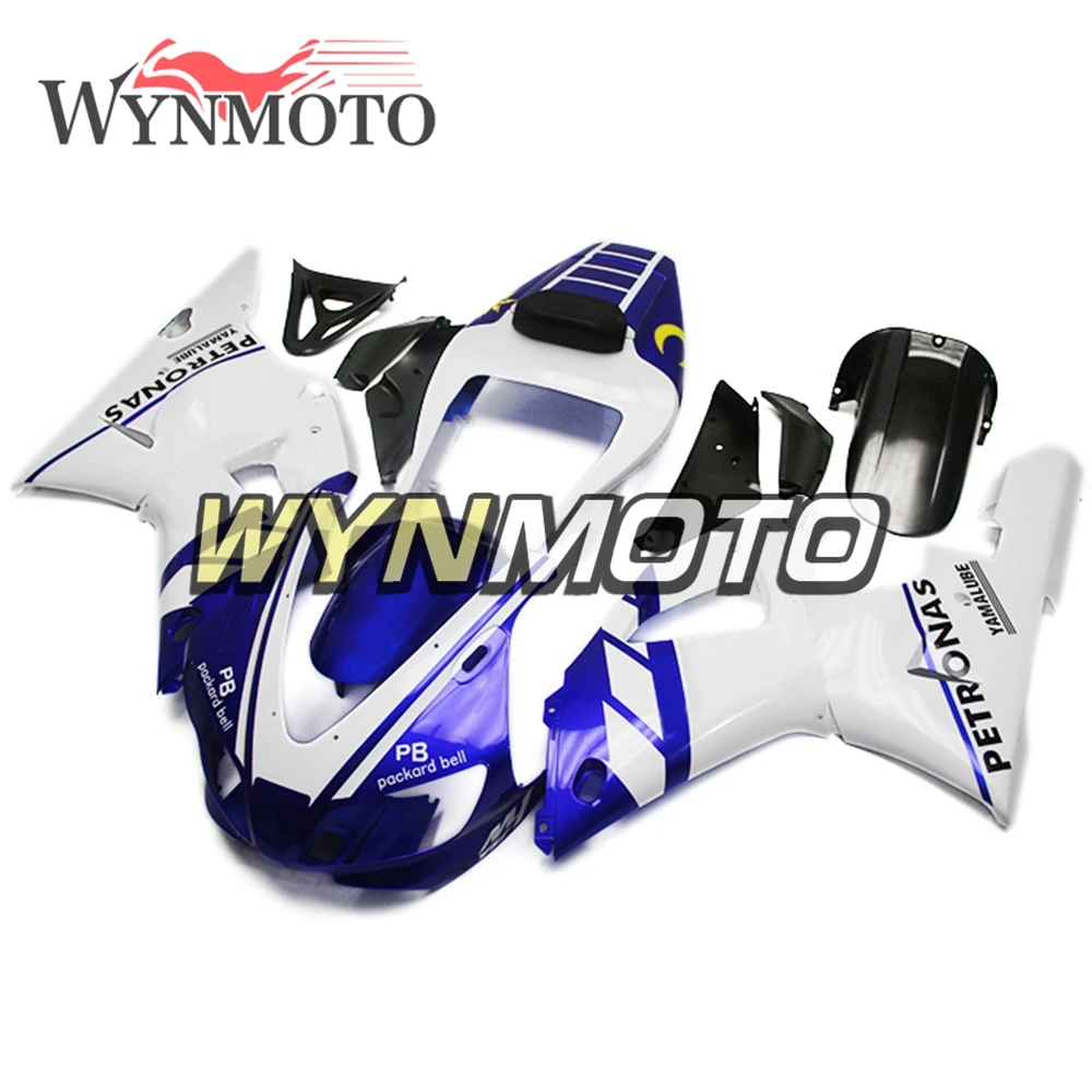 Синий белый ABS пластик полный набор обтекателей для Yamaha YZF1000 R1 1998 1999 YZF 98 99