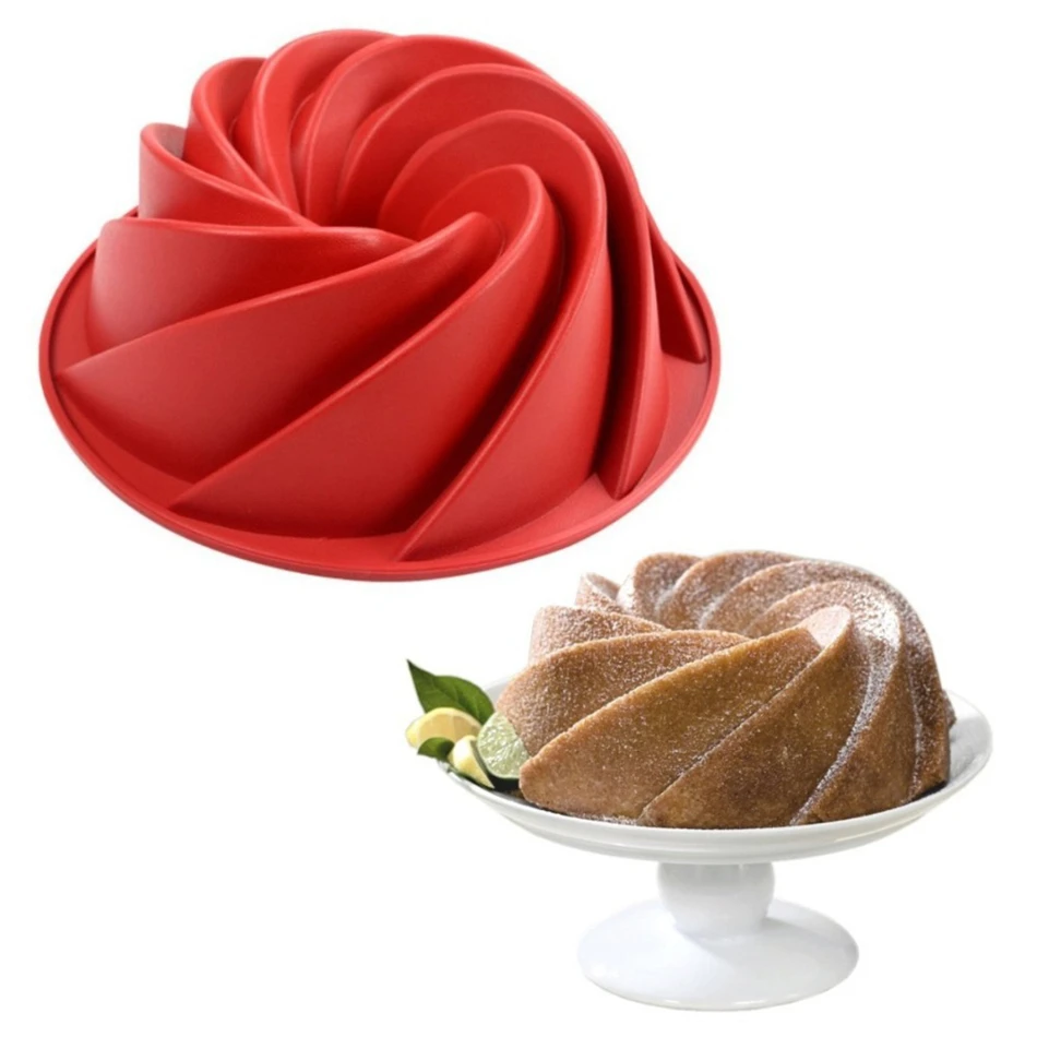 Фото Большая спиральная форма пищевого силикона в комплекте для торта сковорода 3d