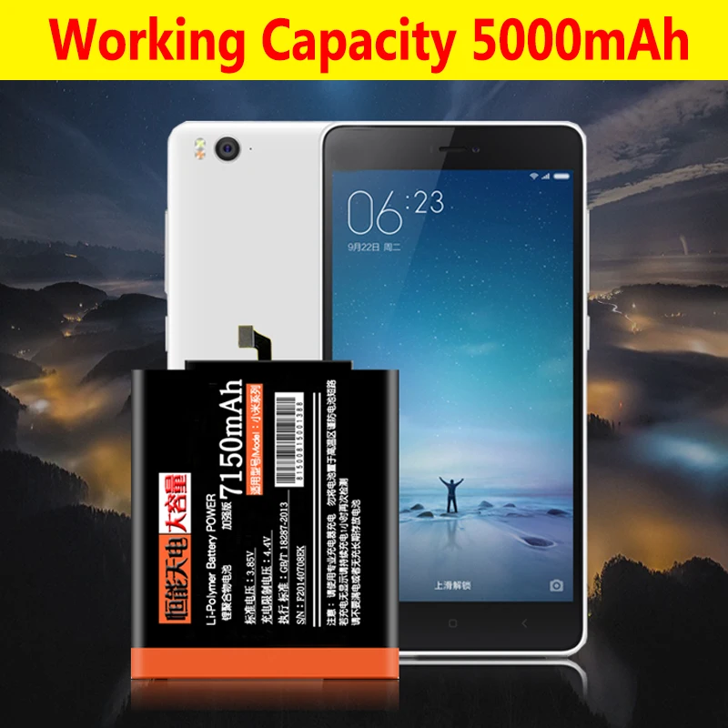 100% Новый 5000 мАч большой Ёмкость Батарея для XIAOMI Note Премиум (Экран 2 К) телефон