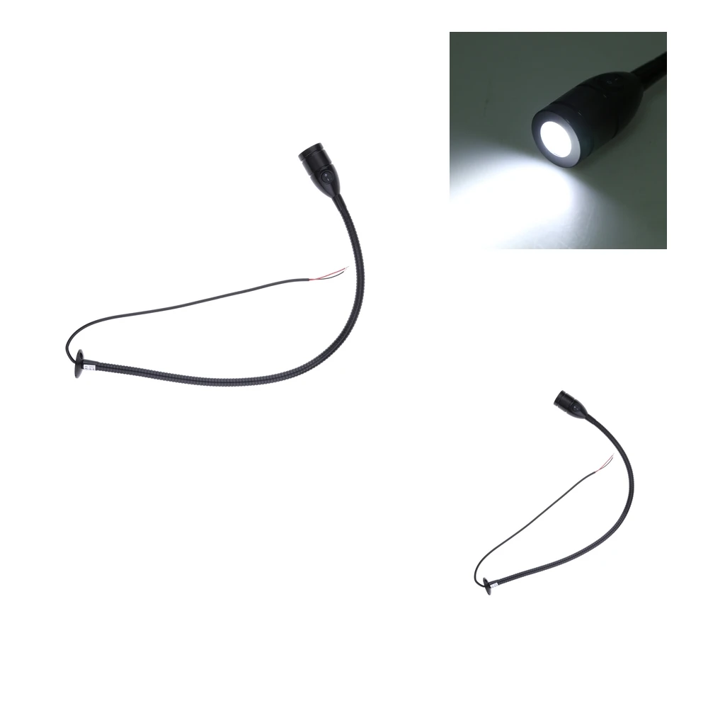 

2 Pieces 12V 3W Boat LED Reading Lights Adjustable Interior Desk Lamp Black