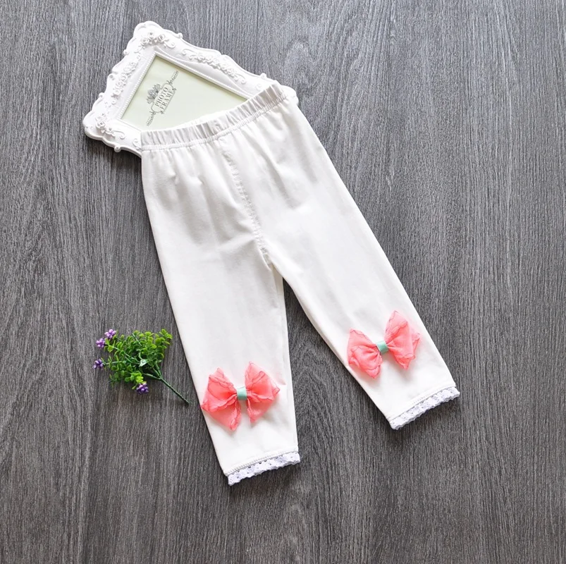 2017 new style cotton soft girls leggings high quality brand kids capri knee-length bows princess 803 | Детская одежда и обувь