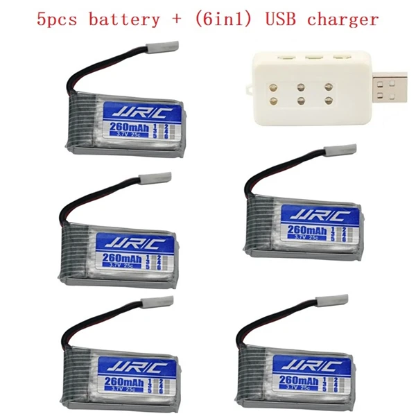 JJRC H8 мини аккумулятор 3,7 в 260 мАч Lipo аккумулятор и(6в1) зарядное устройство для H8 JJRC H8 RC Квадрокоптер Дрон часть H8Mini - Цвет: Фиолетовый