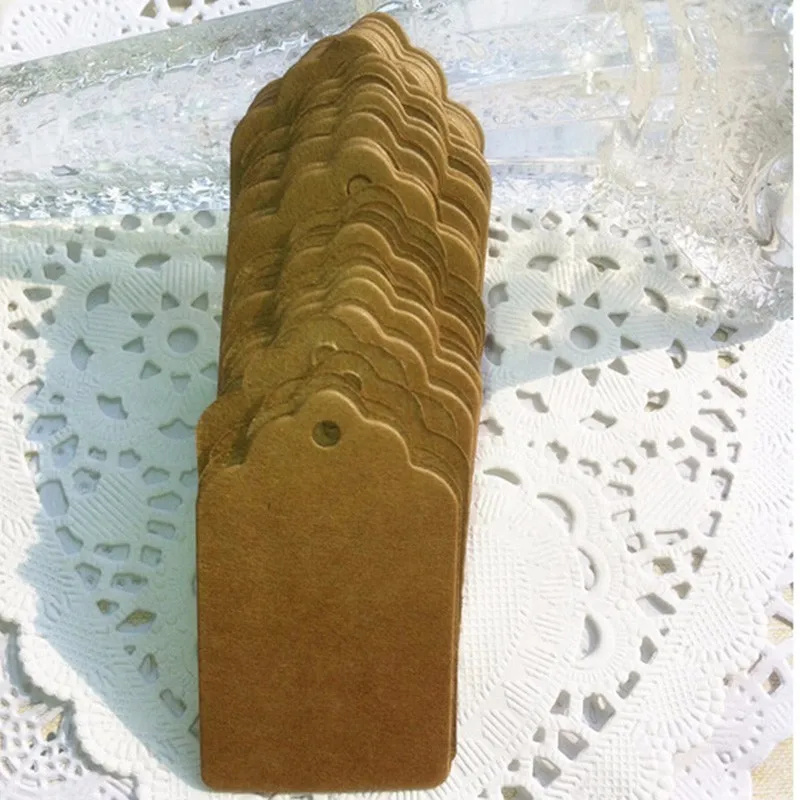 100 шт./упак. 5x3 см бирки из крафт-бумаги коричневая бумажная этикетка закладка для