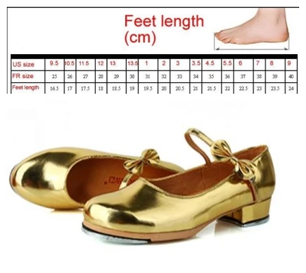 Gold Tap Shoes Новинка; Танцевальная обувь для женщин и девочек; блестящая обувь из искусственной кожи на шнуровке; Цвет черный, белый, красный; детская обувь для танцев - Цвет: Gold Tap Shoes