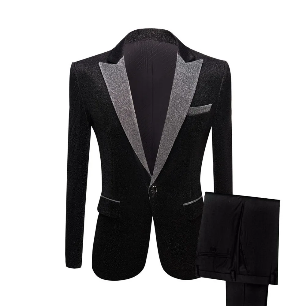 Jacket pants bowtie PYJTRL, мужские блестящие фиолетовые, золотистые, красные, черные, серебряные костюмы для выпускного вечера со штанами, Свадебный костюм жениха, Homme, последние модели пальто, брюки - Цвет: Jacket pants bowtie