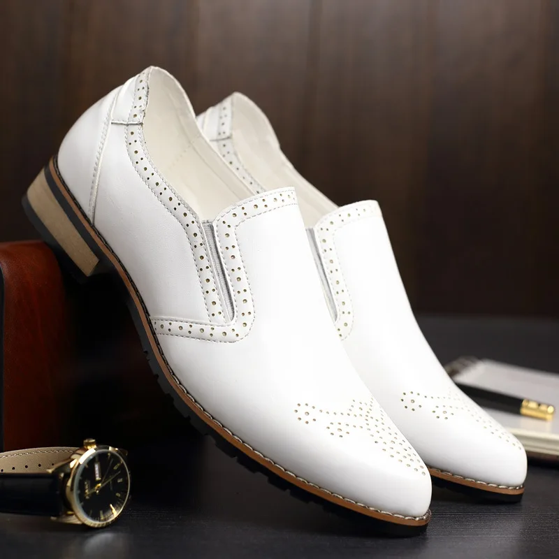 2018 New fashion Leather casual shoes Retro carved Bullock high quality men slip on thick bottom loafers | Обувь