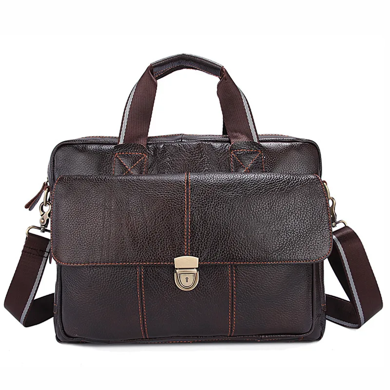 Genuine Leather Men's Bag Bolso Hombre Business Men Cowhide Soft Handbag Briefcase Leather Laptop Computer Bag Bolso Ordenador