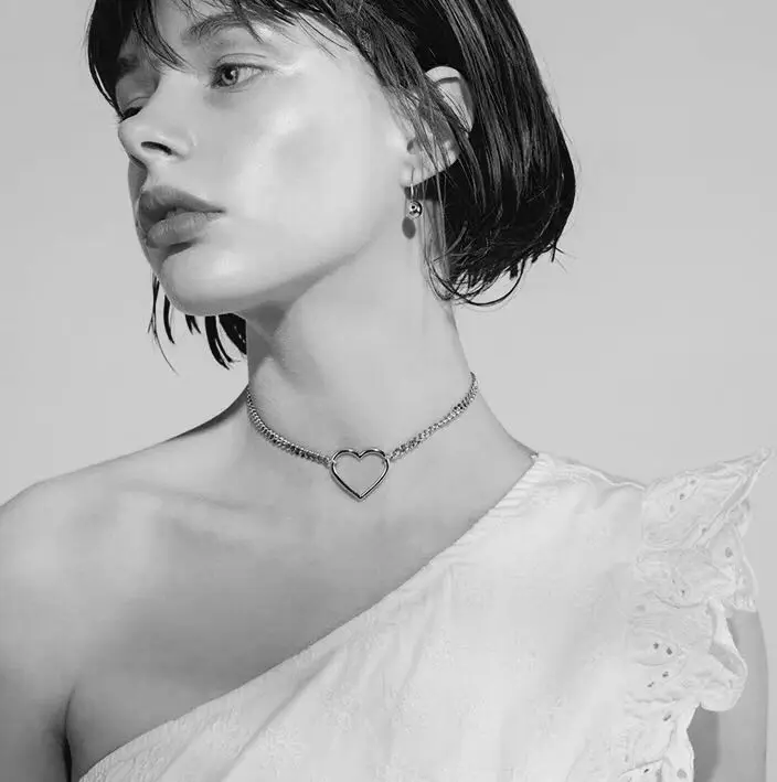 Женское ажурное ожерелье с сердечком милое металлическое в стиле Харадзюку 2