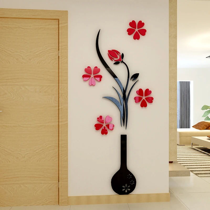 32 см X 80 см 3D Красный цветок декорацион Hogar модерано Наклейки На Стену Цветы decoracha Para Quarto Decoracion Hogar модерно