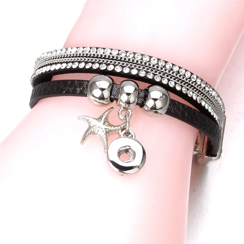 6 цветов новый браслет с бусинами/браслет в богемном стиле черные стразы кожаные