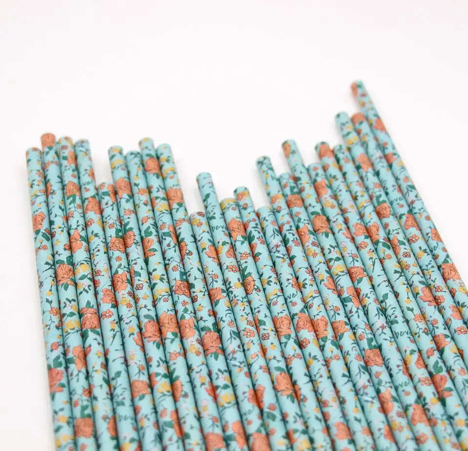 100 шт Цветочные бумажные соломинки для чайной вечеринки принадлежности