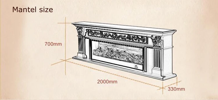 Декор гостиной Теплый камин деревянный камин mantel W200cm Электрокамин вставной блок Светодиодный оптический искусственный пламя