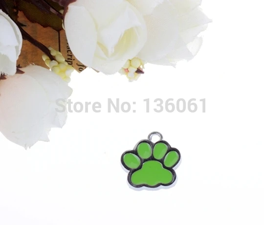 Винтажные эмалированные брелоки с принтом в виде зеленой лапы кошки талисманы