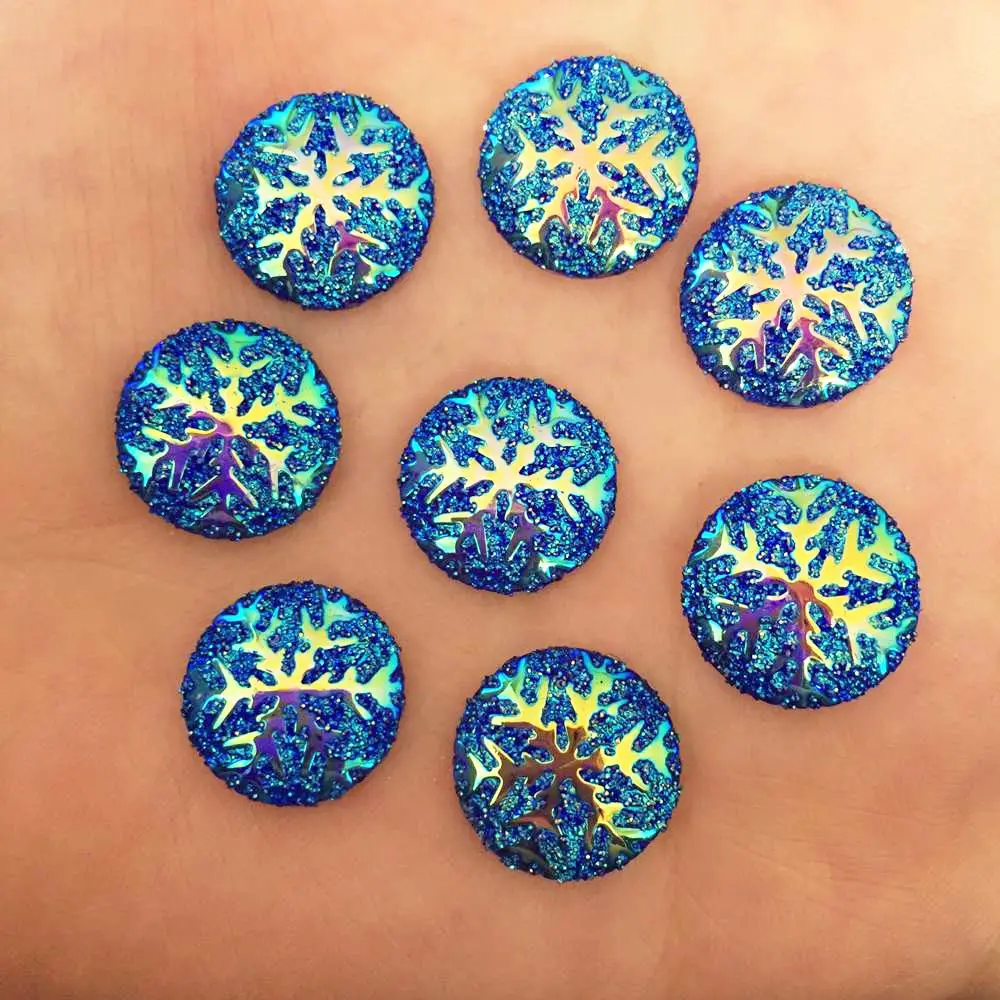 (50 pieces/lot) Resin AB color snowflake round/FlatBack Appliques/Christmas DIY craft K158*2 | Дом и сад