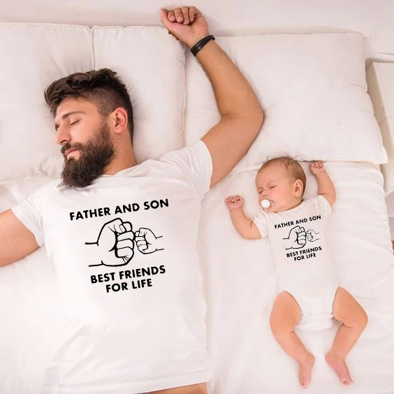 Padre e Hijo, mejores amigos para la vida, ropa a juego para la familia, camiseta para la familia, ropa a juego Para pap&aacute; y beb&eacute;, padre e hijo-0