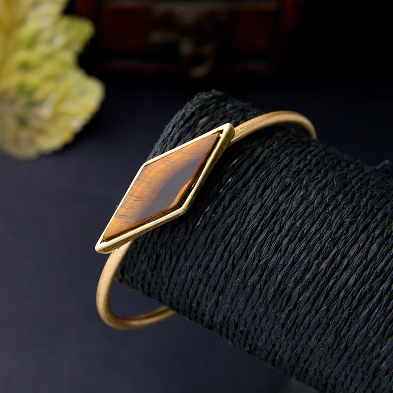 Открытый браслет женский с синтетическим камнем в стиле ретро | Украшения и