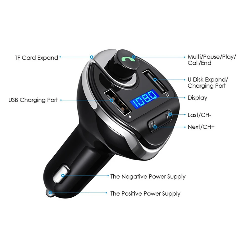 Bluetooth беспроводной Автомобильный MP3-плеер Hands Free Комплект fm-модулятор двойной USB зарядное устройство TF карта Музыка Bluetooth аудио приемник передатчик