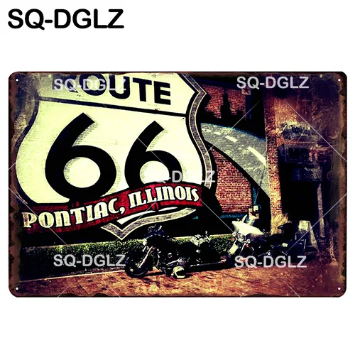 [SQ-DGLZ] мотель ROUTE 66 Оловянная вывеска Настенный декор американцы мужские уличные металлические поделки живопись Plaques 66 ROUTE США карта художественный плакат - Цвет: 1366