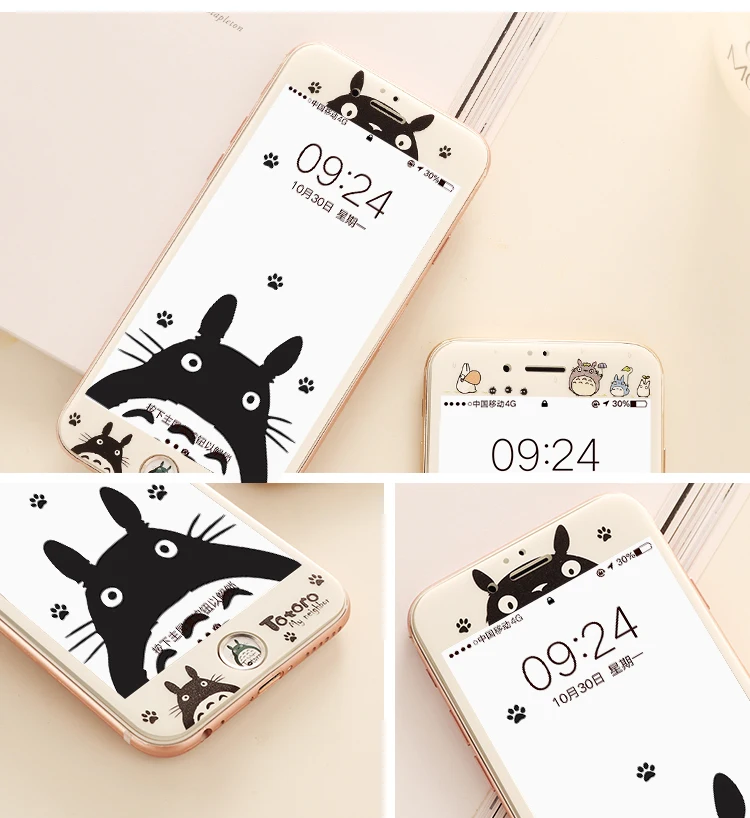 Закаленное стекло Totoro для iPhone 7/8 plus защитная пленка с мягкими краями 6 6s + наклейка