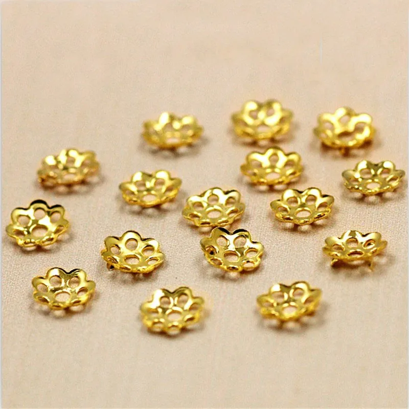 Multiple Size Approx 6~100pcs Rhodium/Gold/Bronze Metal Beads Caps Components For Jewelry Making DIY Bracelet Findings |