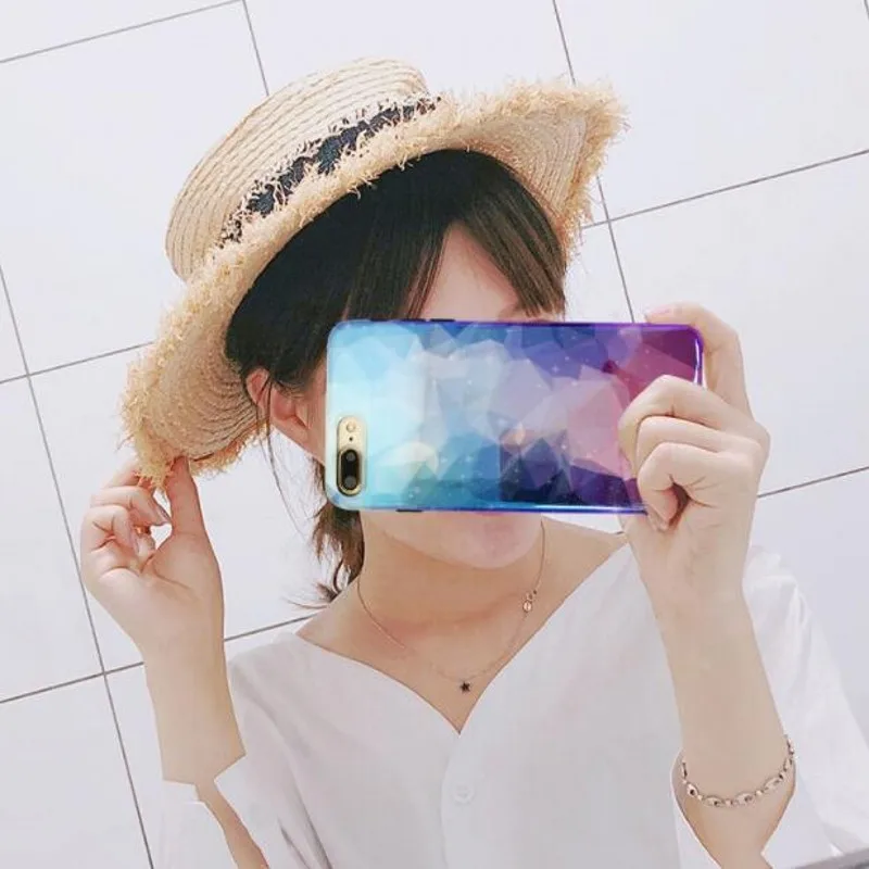 Diamond Gradient Dream Star Case For iPhone X XS Max XR Hole Soft TPU Cover 7 8 6 6s Plus Blue Purple Back |