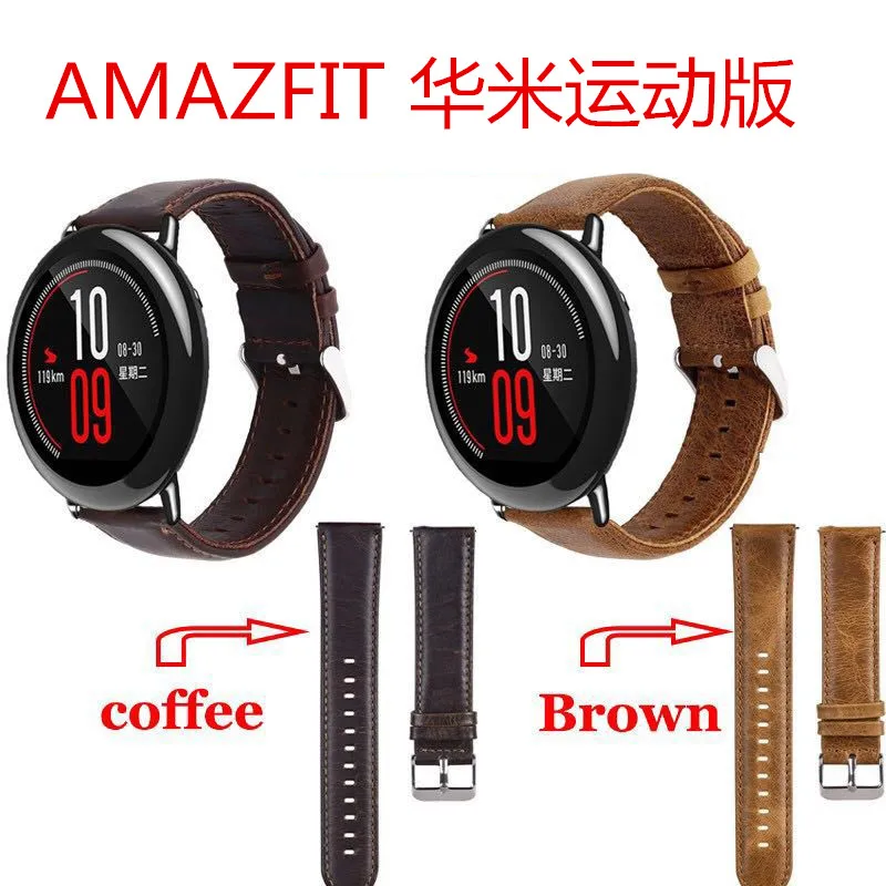 Смарт-часы для Huami AMAZFIT Pace Stratos 2 ремешок из натуральной кожи ремешок для xiaomi huami amazfit 2 браслеты 22 мм