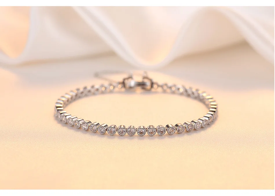 CJZBGJJE00138S925 Sterling Silver Bracelet with AAA Zircon Korean Exquisite Women's Jewelry | Украшения и аксессуары