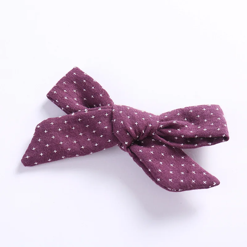 Handtied Linen Fabric Bow Hair Clips or headbands Infant Baby Girls Accessories Shower Gift | Мать и ребенок