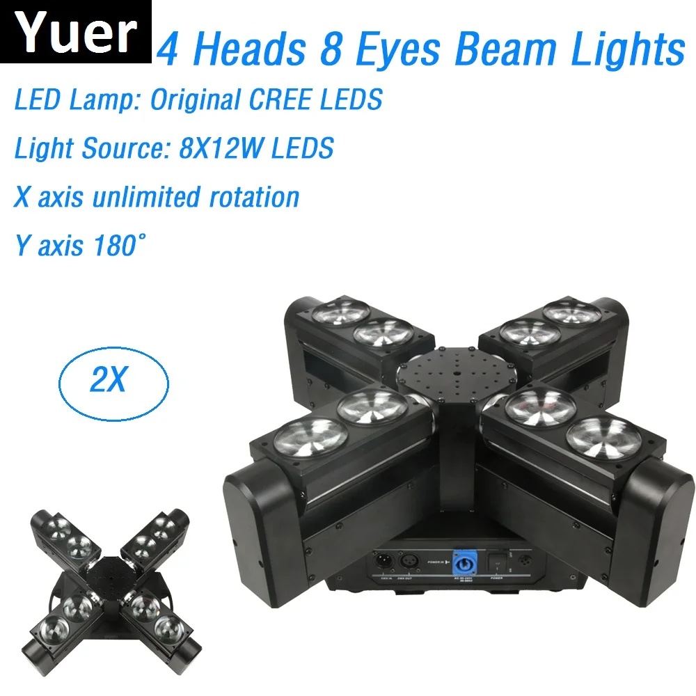 

2XLot Newest Original CREE LEDS 8X12W RGBW 4IN1 Moving Head Beam Lights DMX Stage Wash Effect Lights Good For KTV Clubs Discos