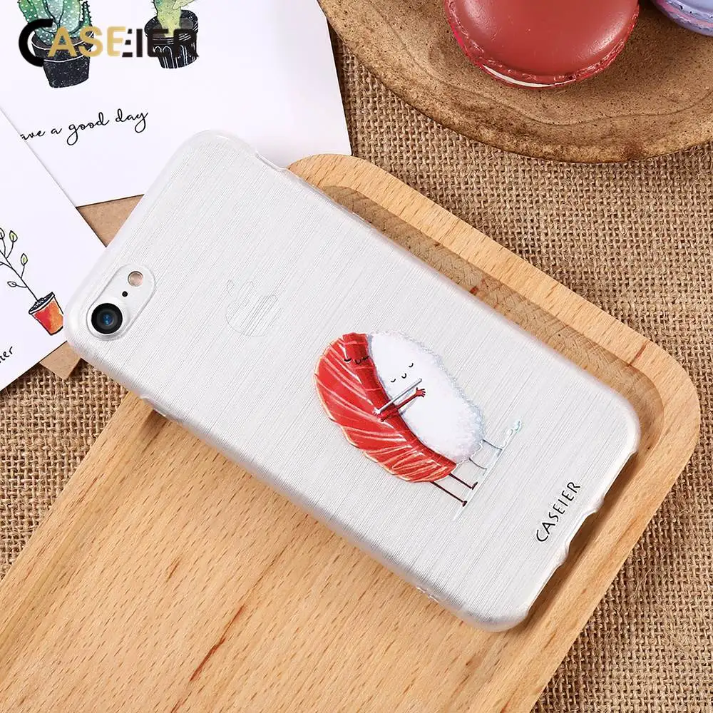 Caseier суши чехол для телефона iPhone 7 8 Обложка мягкая TPU ультра-тонкий милый