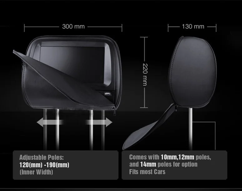 Одна пара 9-дюймовых DVD-плееров на подголовник автомобиля/ЖК-мониторов с крышкой