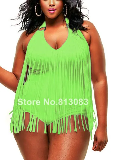 Новый плюс размер цельный купальник с Кистями Сексуальный Vneck женский мягкими