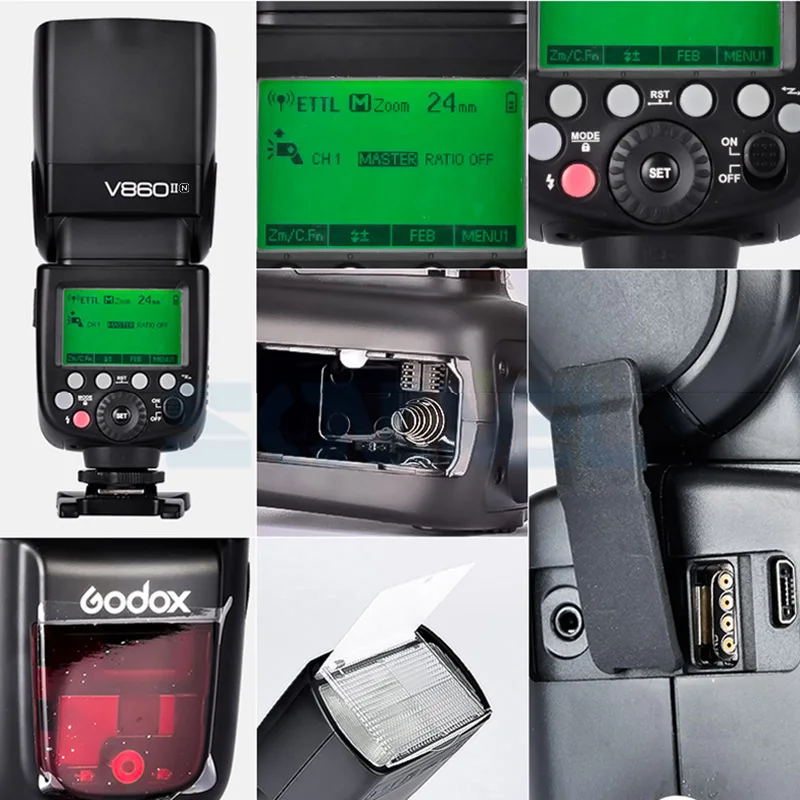 Беспроводная вспысветильник Godox V860II 2 4G 1/8000s с литий-ионным аккумулятором 2000 мАч