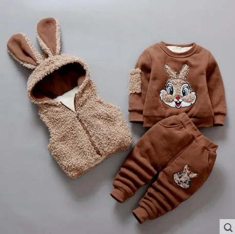 3 шт. комплекты для маленьких мальчиков и девочек зимние Бархатные Термальность