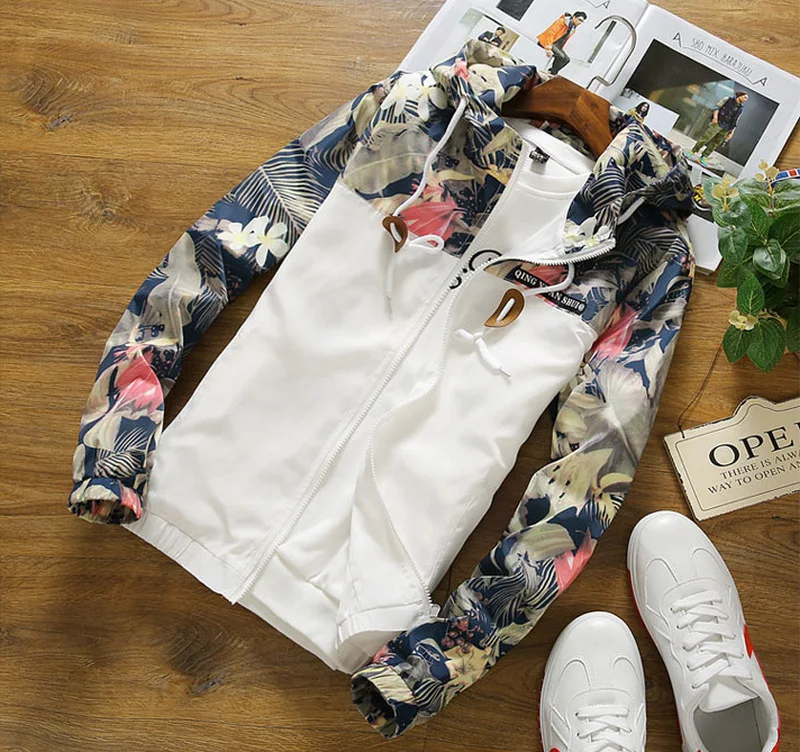 Цветочный Курточка бомбер Для мужчин хип-хоп Slim Fit цветы пилот Курточка бомбер пальто Для мужчин; куртка с капюшоном плюс Размеры 4XL