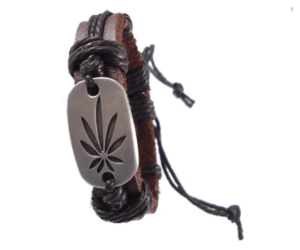 Розничная/оптовая продажа мужской браслет из кожи и с металлическими кленовыми