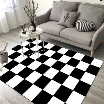 50x80 см/60x90 см/80x120 см ковер в скандинавскую геометрическую черно-белую полоску плюшевый ковер коврик для гостиной напольный коврик стул нескользящий
