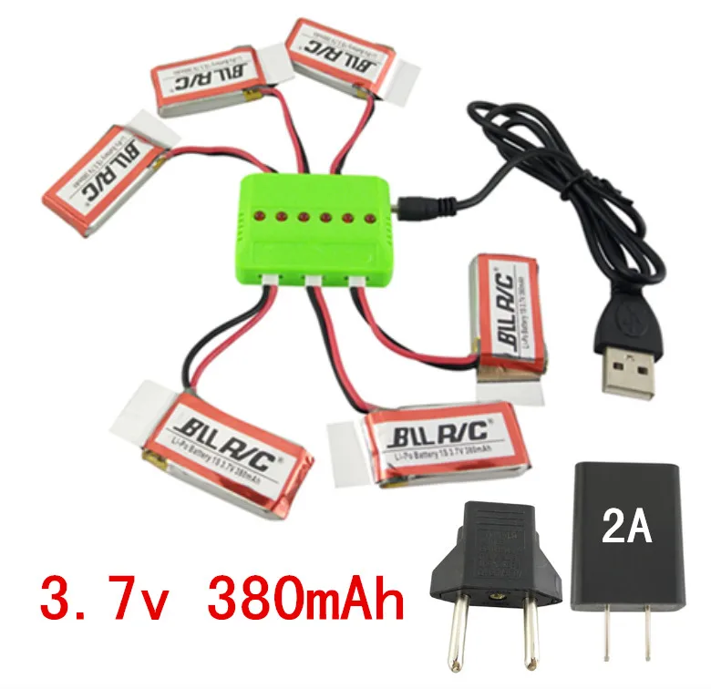 

BLLRC helicopter lithium battery hubsan X4 H107 H107C H107L H107D X11C U816 aircraft spare parts 6PCS 3.7V 380mah and charger