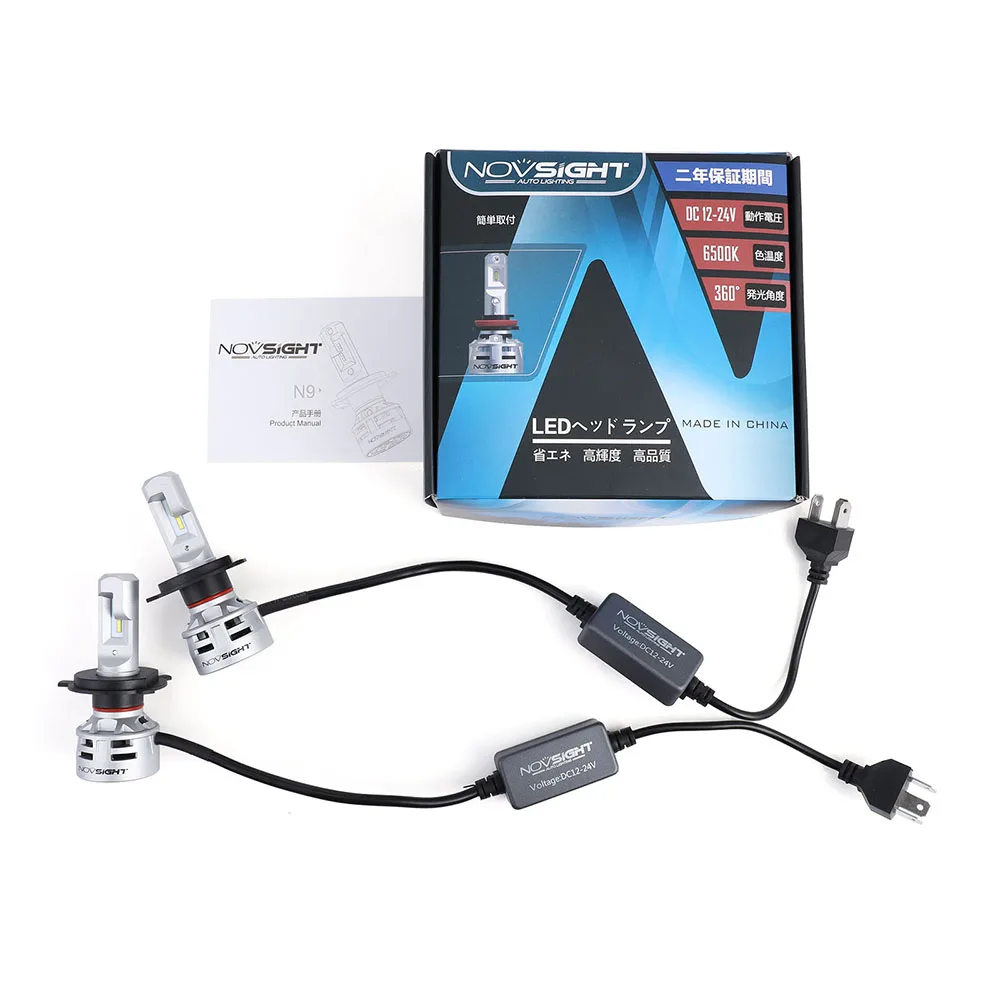 NOVSIGHT H4 светодиодные автомобильные лампы для фар H11 H8 H7 H16JP 9005 9006 60 Вт 10000лм для игры и подключения противотуманные светодиодные лампы 6500 к белые