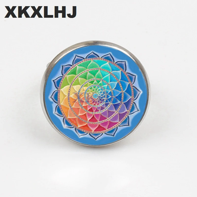 Новинка кольцо для йоги XKXLHJ стеклянное Выпуклое круглое в виде мандалы лотоса
