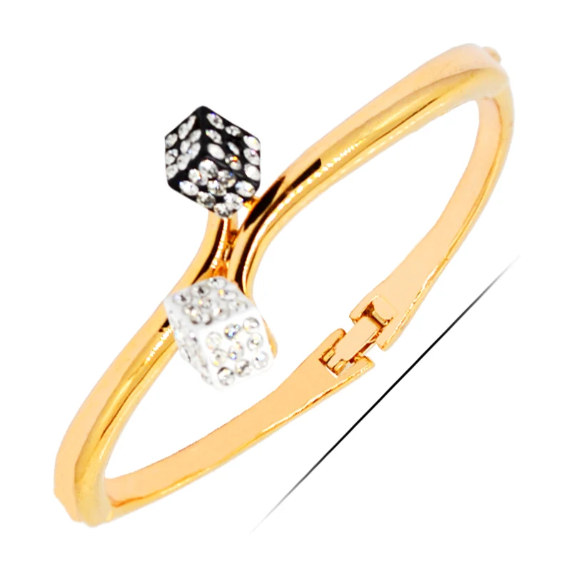 W103 Модный женский браслет с кубиками золотого цвета ювелирное изделие 2017