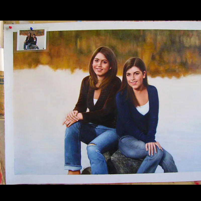 

Hand painted Wall art on Canvas Custom Portrait oil painting Modern canvas art for living room Paint from photo