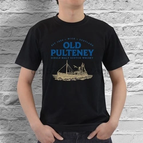 Футболки с принтом онлайн Мужская футболка круглым вырезом и надписью Old Pulteney