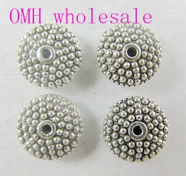 OMH wholesale 50g 26pcs 11.5mm Retro Tibetan silver Jewelry accessories Zinc alloy flat round UFO space beads for bracelet PJ121 | Украшения