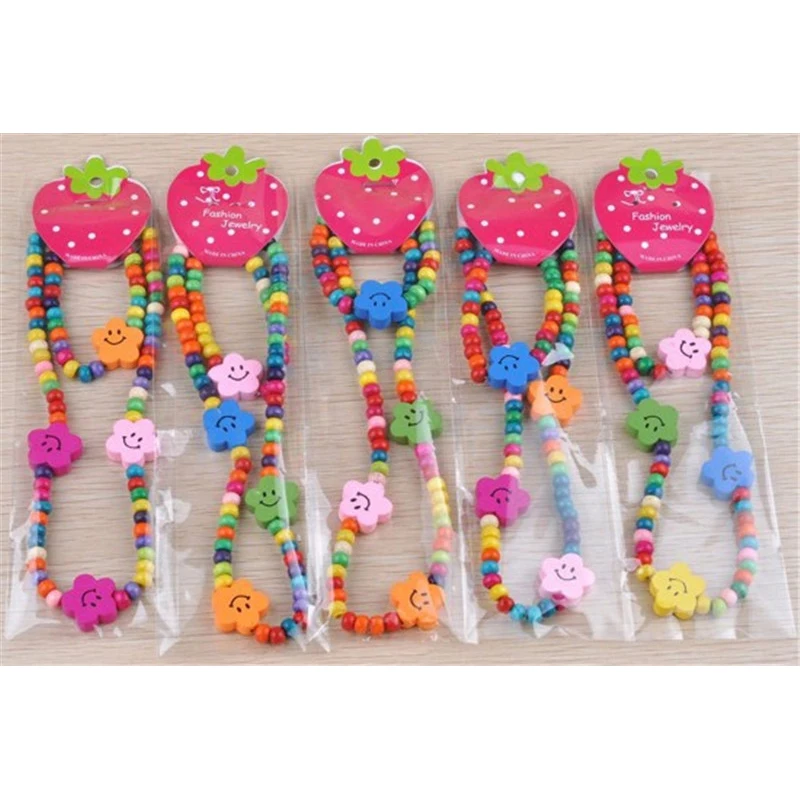 Trendy Girls Wooden Cute Smile Fruit Heart Beads Necklace Bracelet Baby Children Jewelry Set Accessories | Украшения и аксессуары