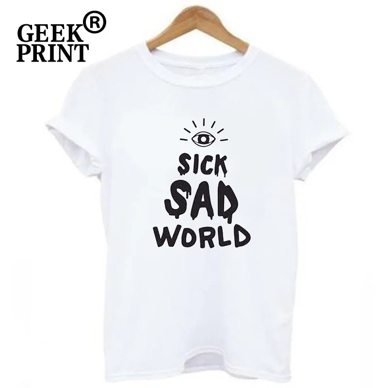 Женская футболка с буквенным принтом Sick Sad World повседневные Забавные футболки для
