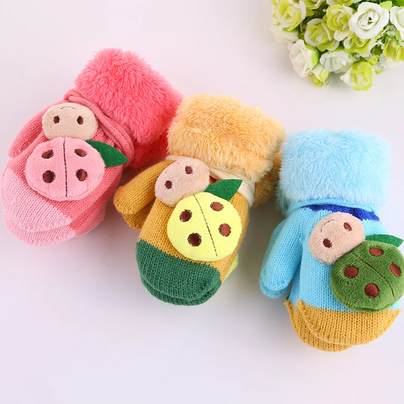 Детские Перчатки Зима Теплая Мультфильм Симпатичные Полный Пальцев