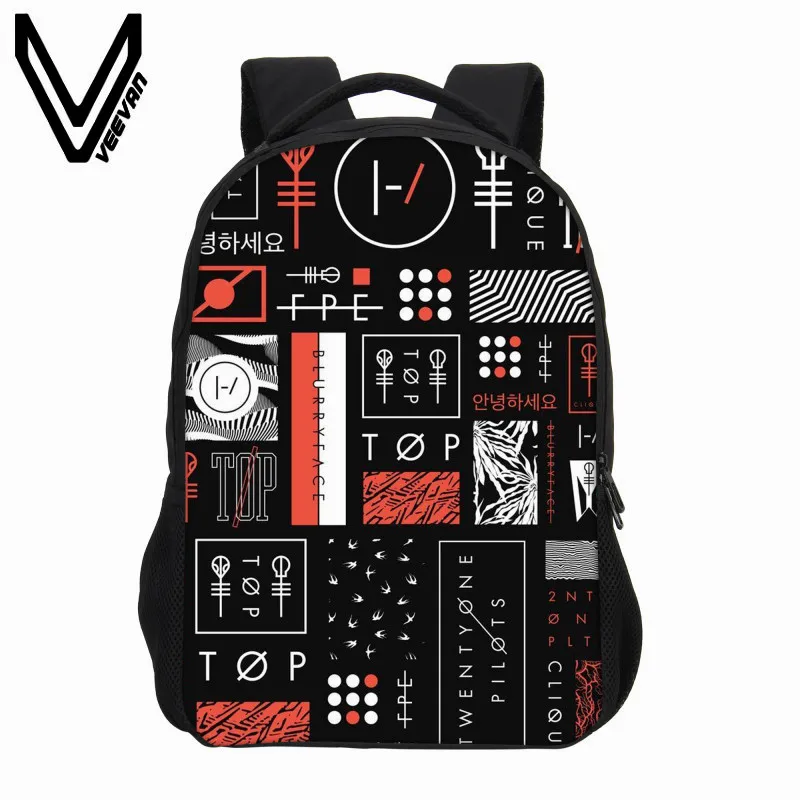 VEEVANV Детский рюкзак, школьные сумки, модные Mochila Twenty One Pilots, рюкзак с принтом для мальчиков, крутая сумка для книг, мультяшная сумка на плечо