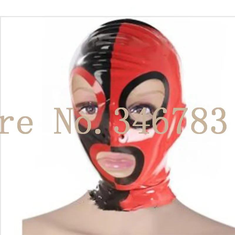 100% латексная маска на капюшон красный смешанный черный цветной резиновый с