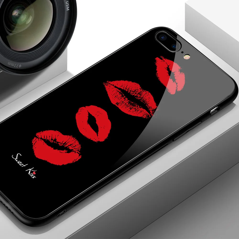 Чехол для iPhone XS MAX X XR сладкий поцелуй любовь стекло задняя крышка чехол для iPhone 6 6s 7 8 plus X XR XS Max 11 pro max чехол